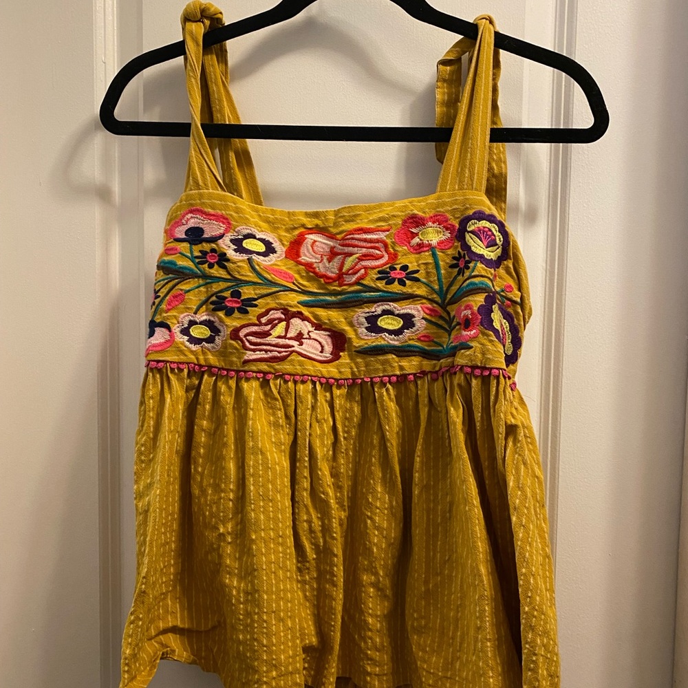 Yellow Emroidered Altard State Top